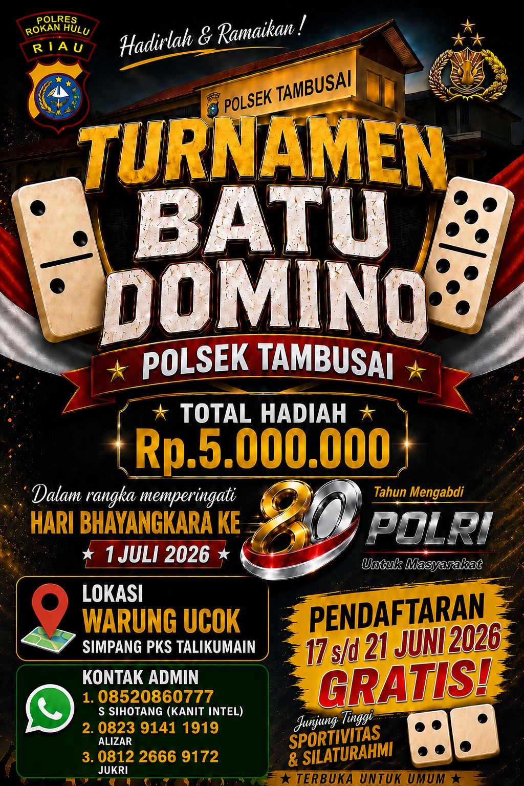 Turnamen Domino Kapolsek Tambusai: Adu Strategi Sambil Nobar Piala Dunia 2026